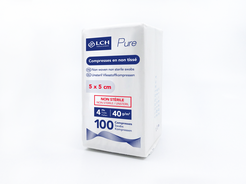Compresses non tissées non stériles Pure N40 - LCH - pack de 100 compresses