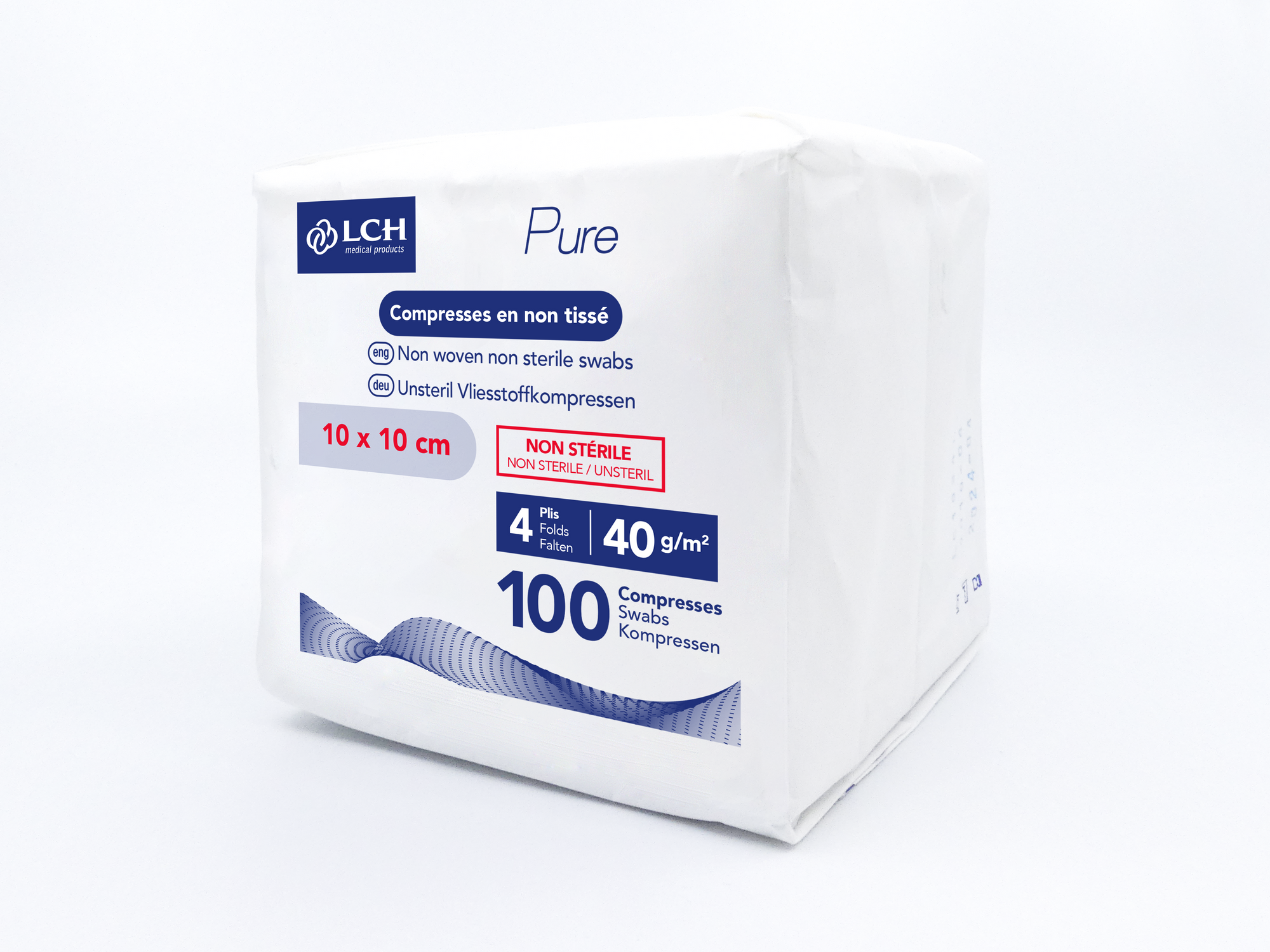 Compresses non tissées non stériles Pure N40 - LCH - pack de 100 compresses