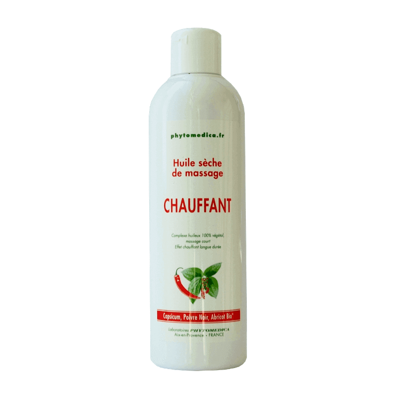 Huile sèche massage chauffant - Flacon de 250 ml
