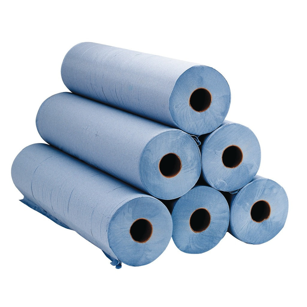 Drap ouaté lisse bleu Ultra résistant - 50 x 38 cm - Carton de 6 rouleaux