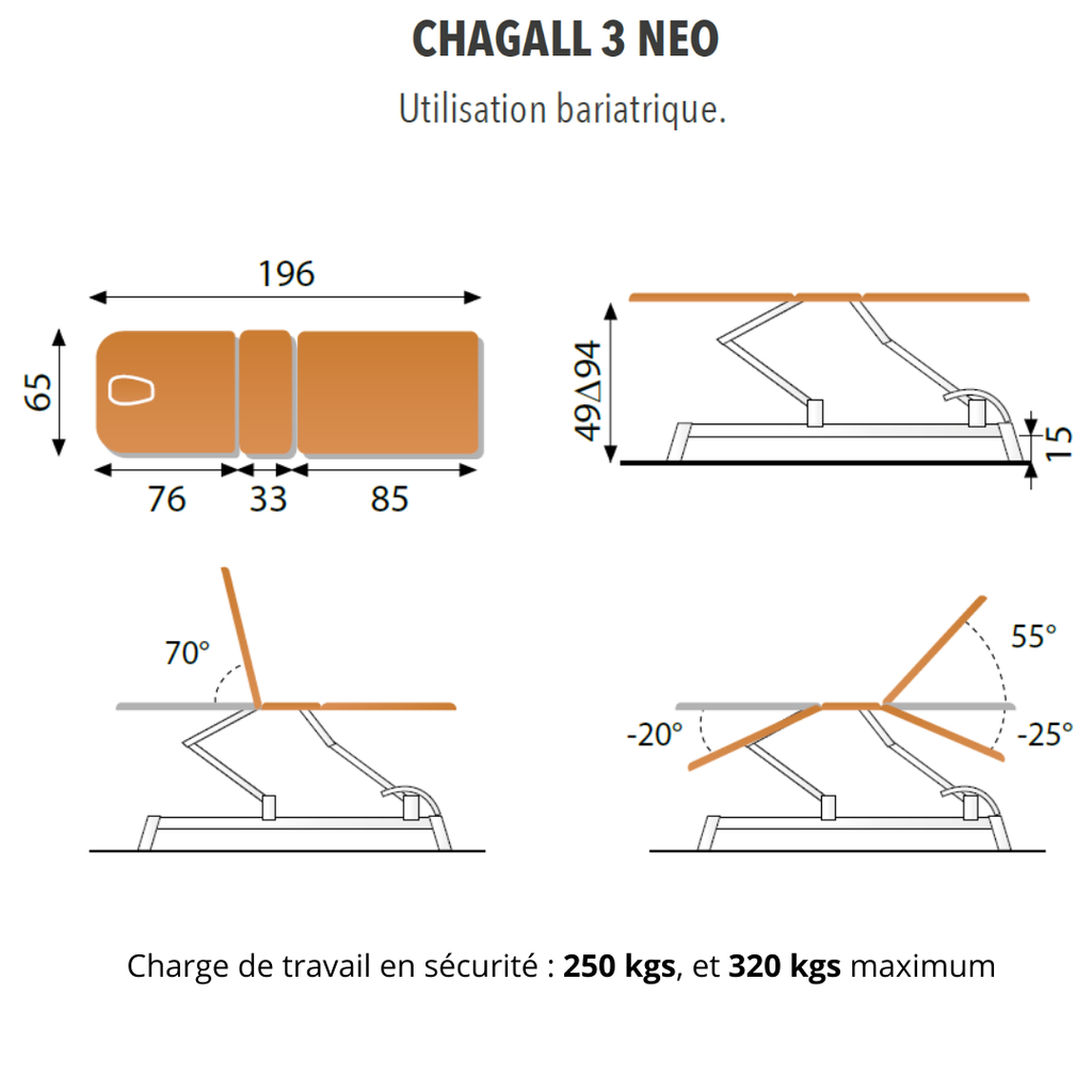 Table de massage CHAGALL NEO 3 plans