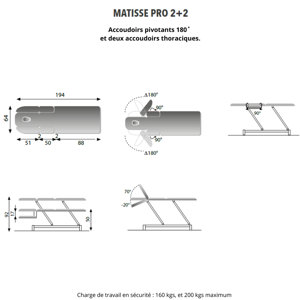 Table de massage Matisse Pro 2+2 - avec options