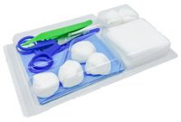 Set de pansement avec pinces, ciseaux et compresses – Carton de 5 sets