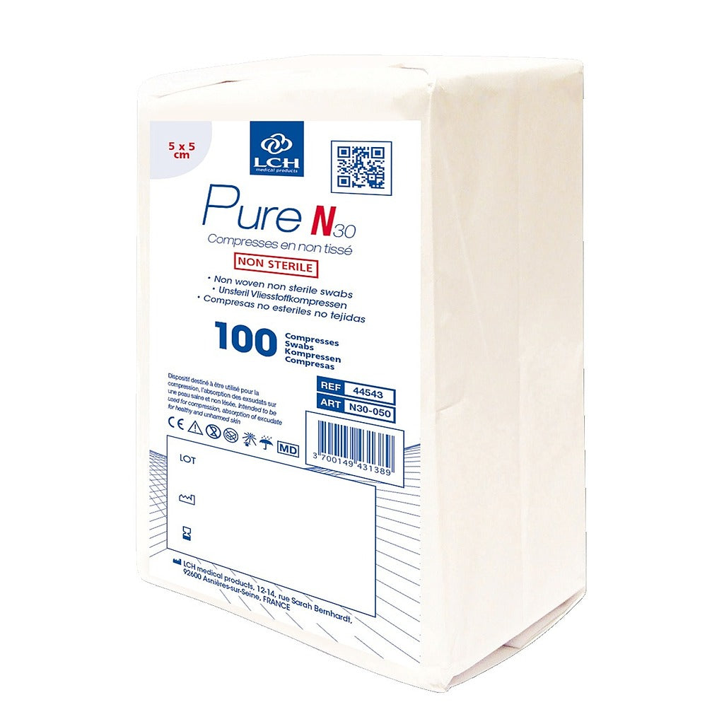 Compresses en non tissés non stériles PURE N30 - LCH - pack de 100 compresses