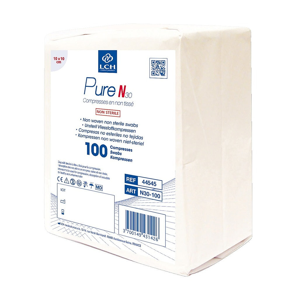 Compresses en non tissés non stériles PURE N30 - LCH - pack de 100 compresses