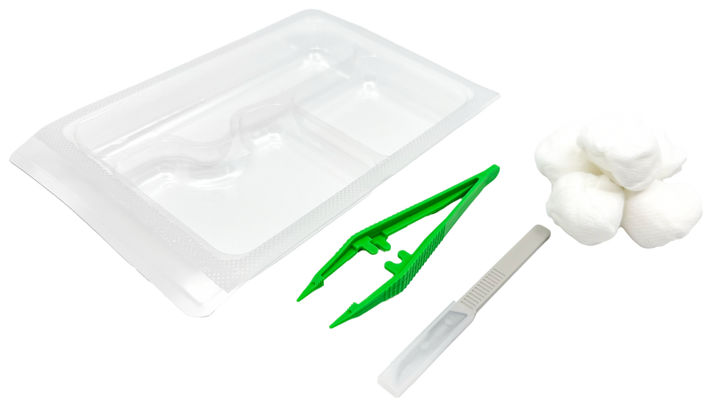 Set d’ablation de suture avec bistouri coupe-fils et pince anatomique – Carton de 5 sets