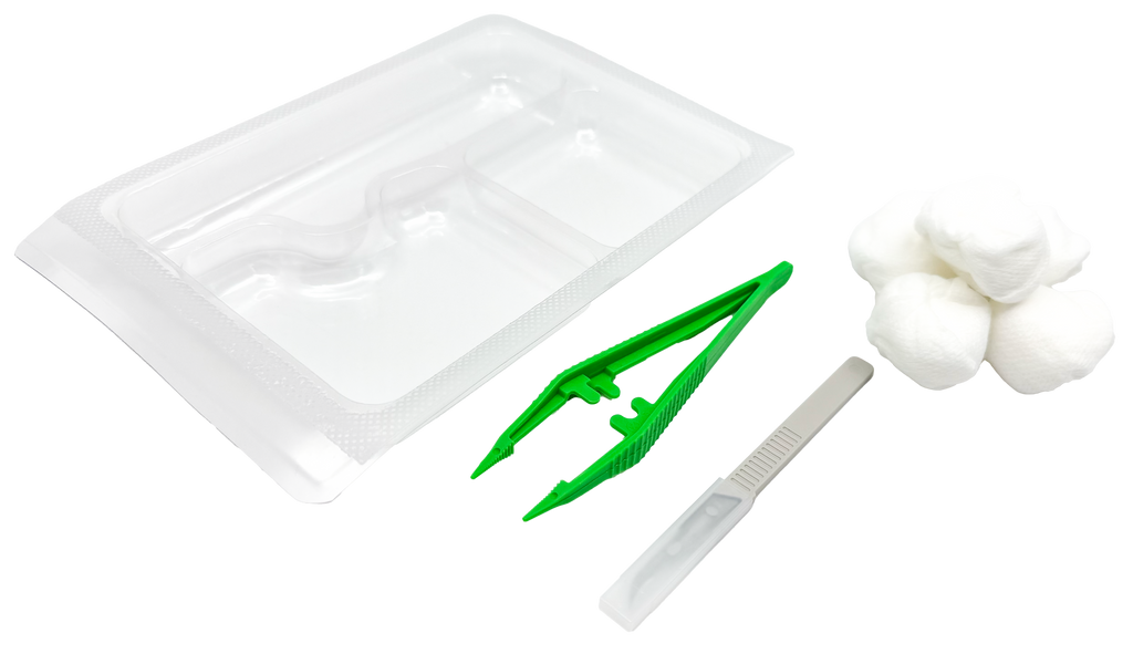 Set d’ablation de suture avec bistouri coupe-fils et pince anatomique – Carton de 5 sets