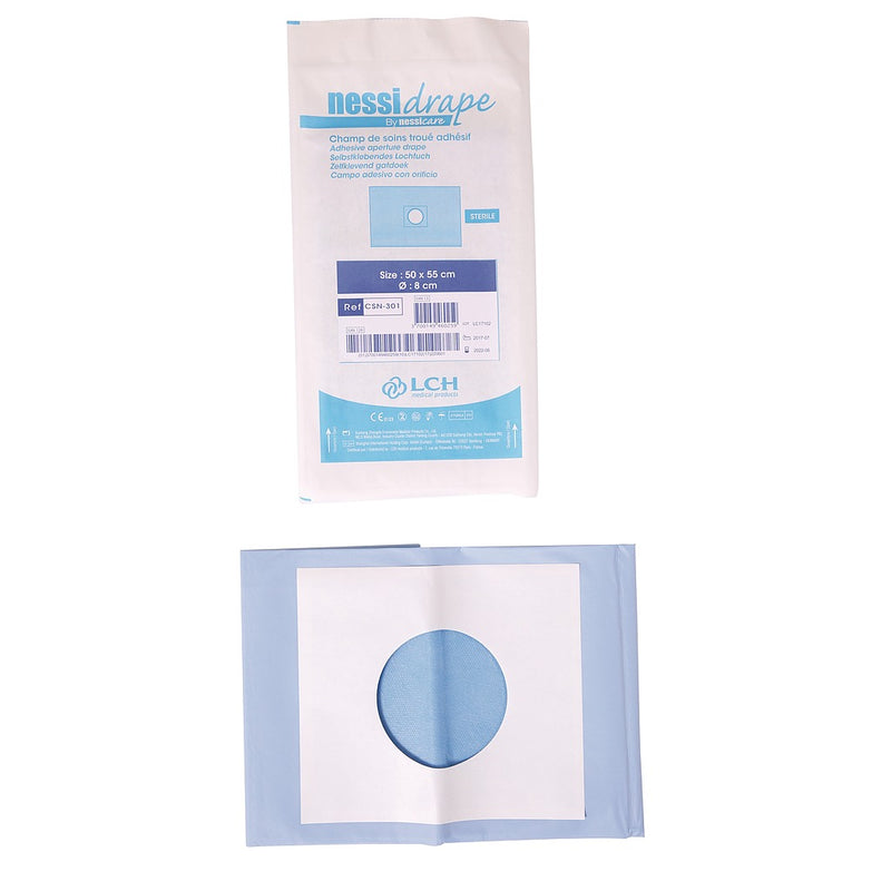 Champs de soin stériles fenestrés avec adhésifs Nessidrape LCH - Boîte de 50