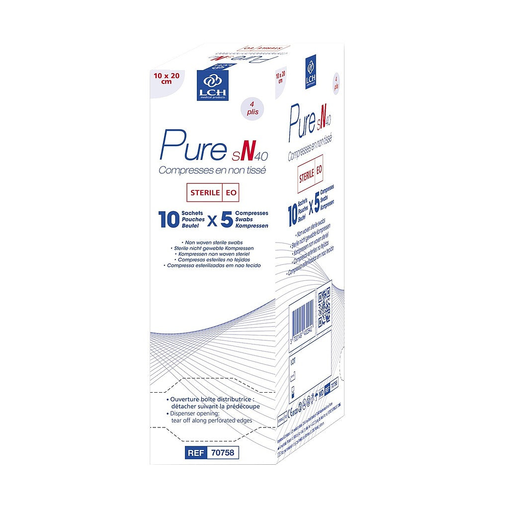 Compresses en non tissés stériles PURE sN40 10x20cm LCH