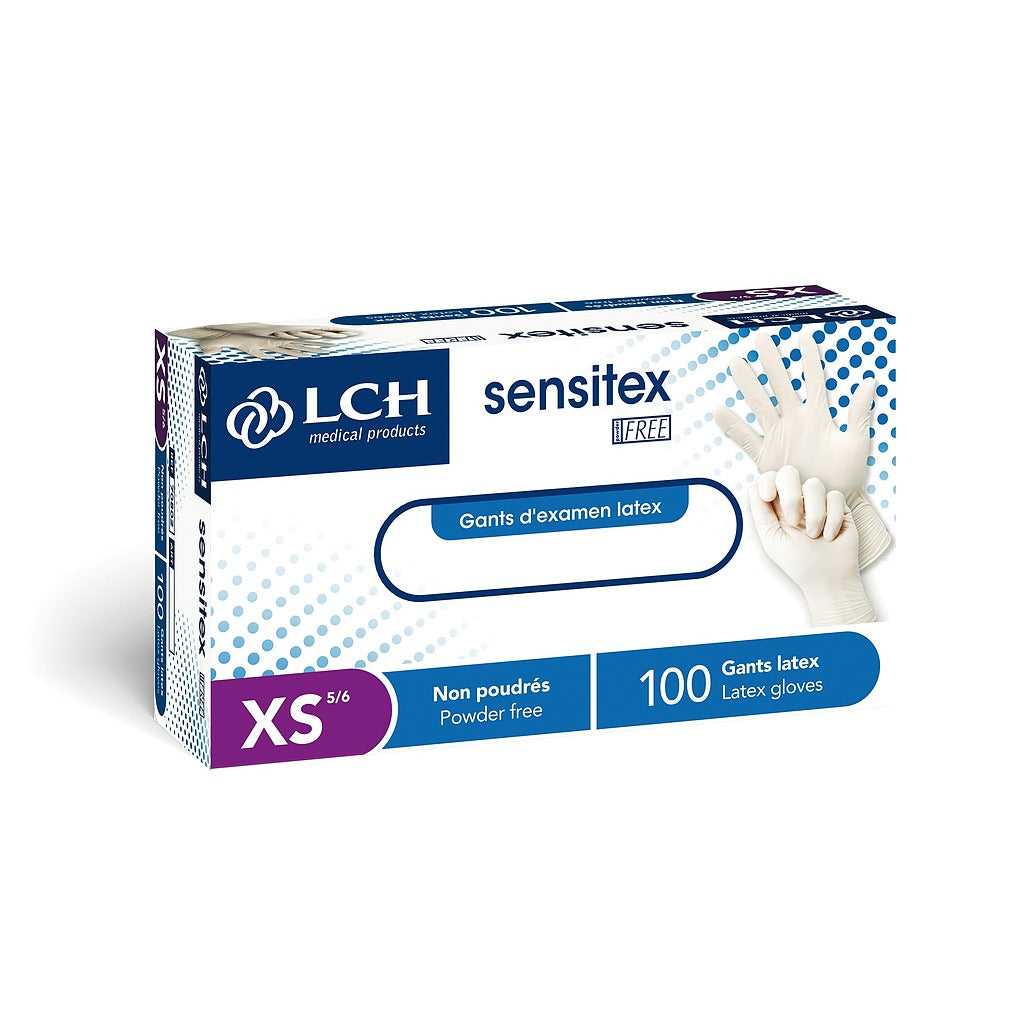 Gants d'examen en latex non poudrés Sensitex LCH - Boîte de 100