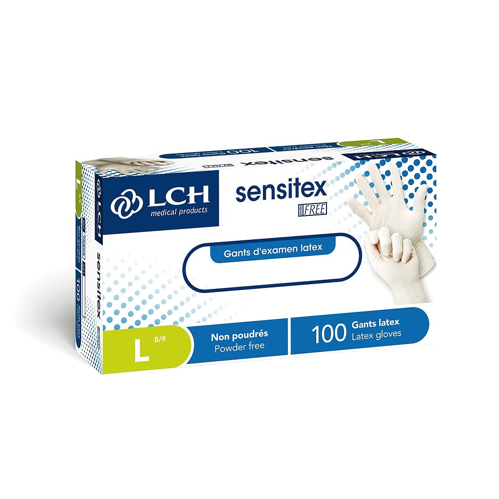 Gants d'examen en latex non poudrés Sensitex LCH - Boîte de 100