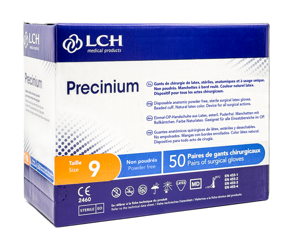 Gants stériles Precinium LCH en latex non poudrés - Boîte de 50 paires