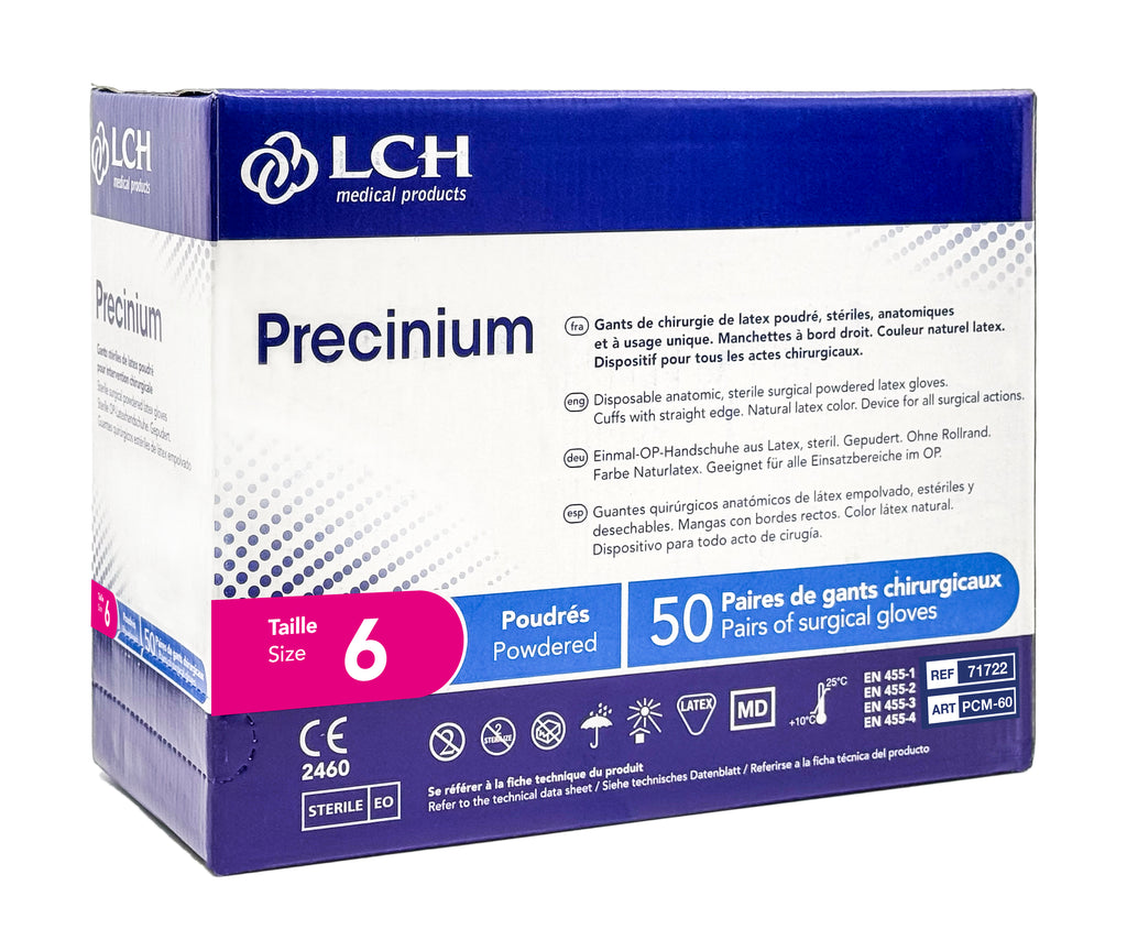 Gants stériles Precinium LCH en latex poudré -  Boîte de 50 paires