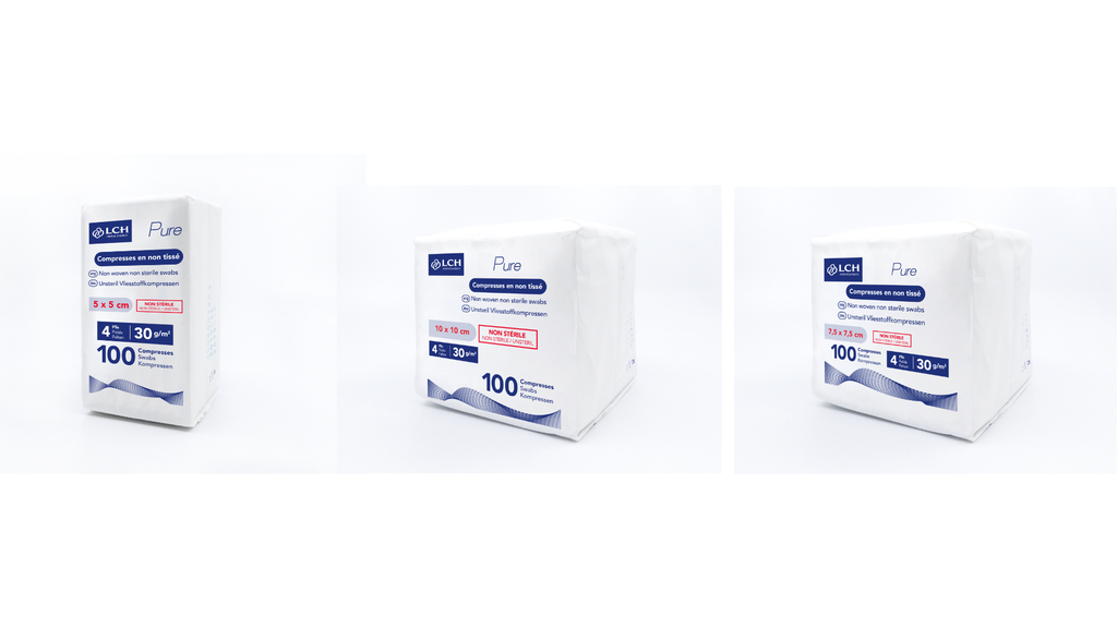 Compresses en non tissés non stériles PURE N30 - LCH - pack de 100 compresses