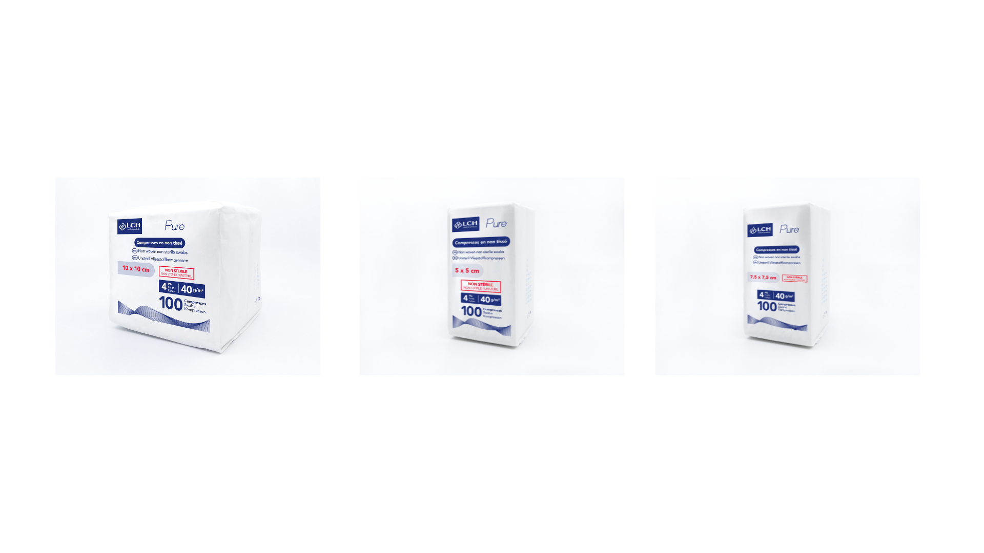 Compresses non tissées non stériles Pure N40 - LCH - pack de 100 compresses