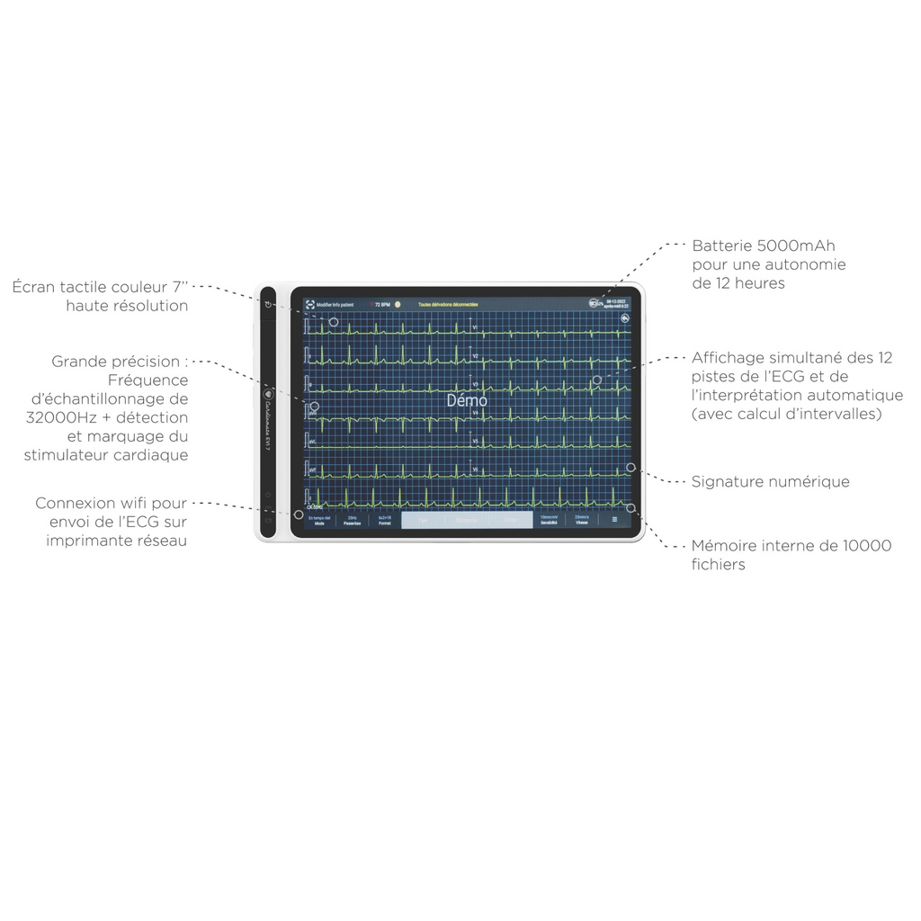 Tablette ECG EVI 7 Cardiomate Spengler + Sac De Boissy offert