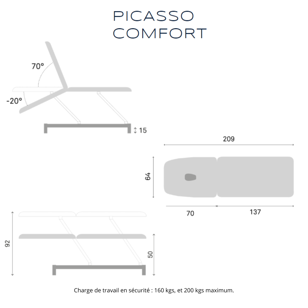 Table de massage électrique 2 plans Picasso Comfort