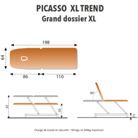 Table de massage 2 plans Picasso XL Trend