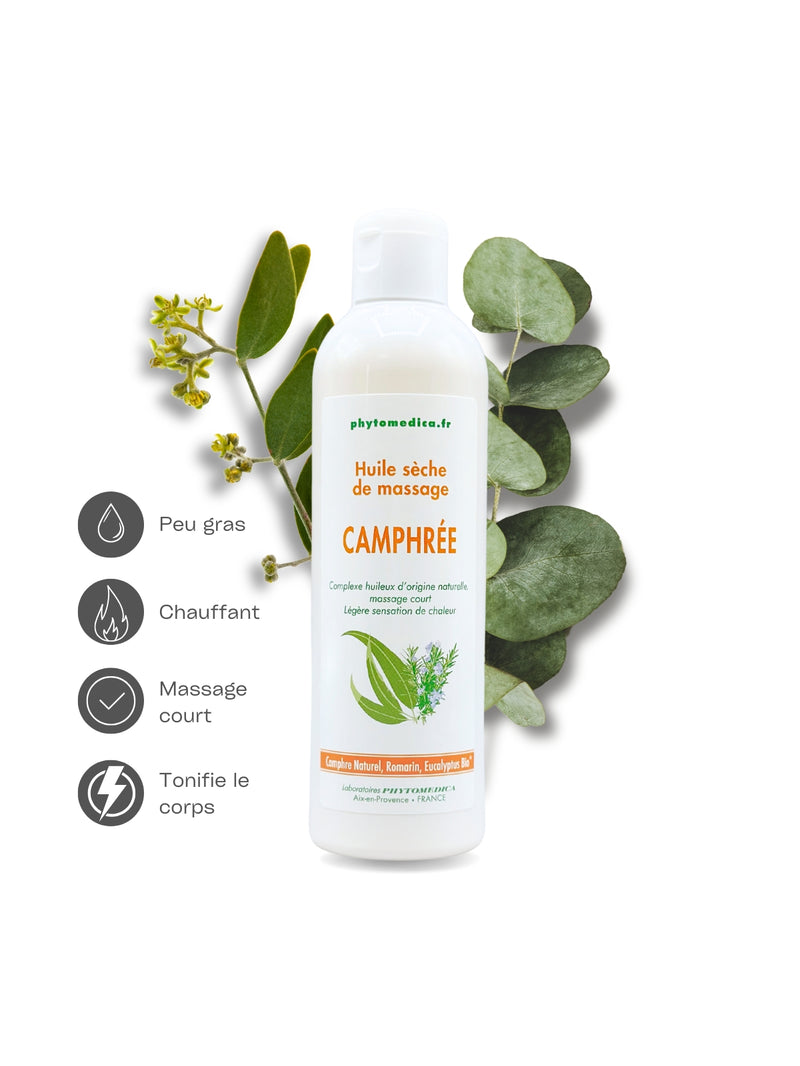 Huile sèche massage Camphrée - Flacon de 250 ml