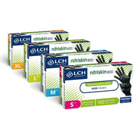 Gants d'examen en nitrile non poudrés Nitriskin LCH - Noir