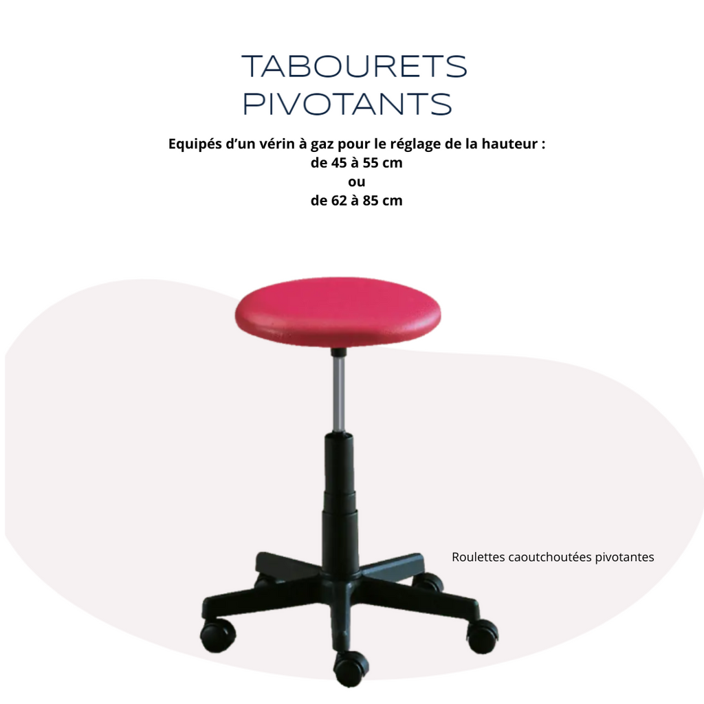 Tabouret Ferrox rond à roulettes sans dossier
