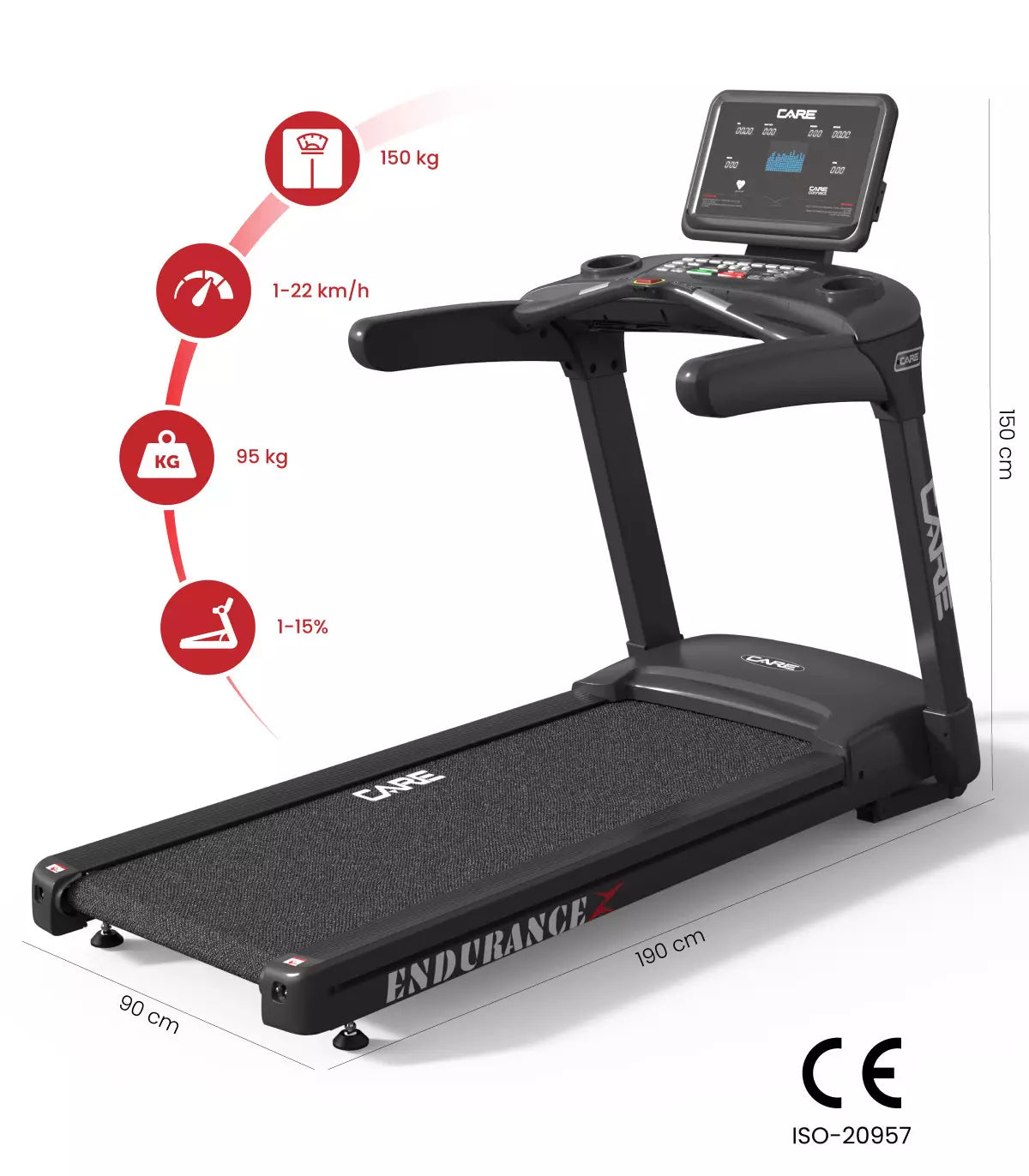 Tapis de course professionnel 22 kmh ENDURANCE CARE