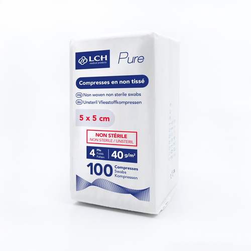 Compresses non tissées non stériles Pure N40 - LCH - pack de 100 compresses