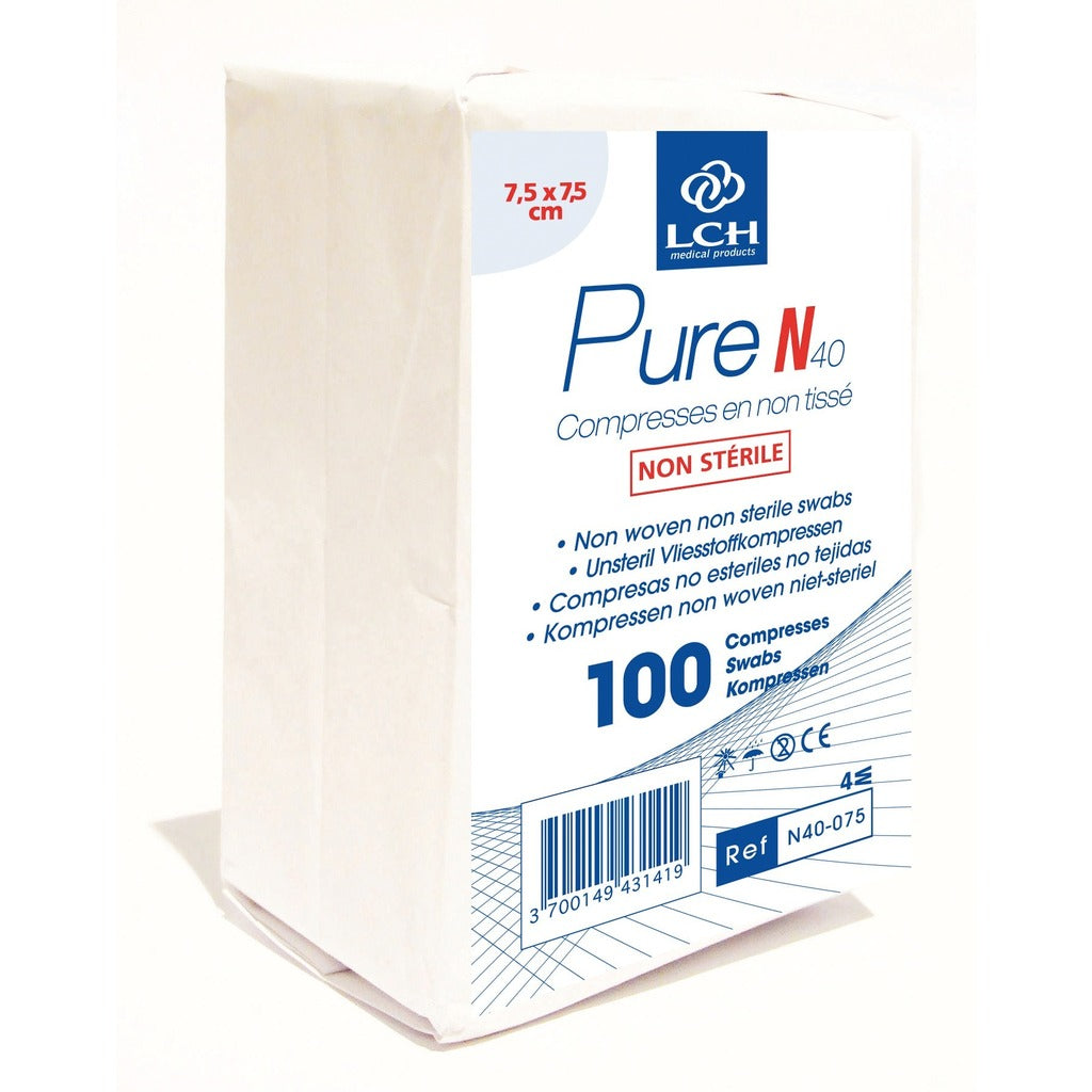 Compresses non tissées non stériles Pure N40 - LCH - pack de 100 compresses