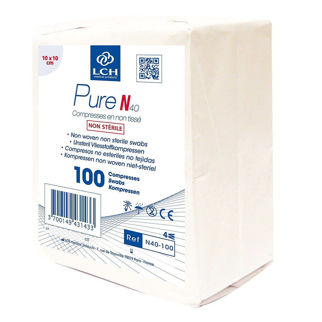 Compresses non tissées non stériles Pure N40 - LCH - pack de 100 compresses