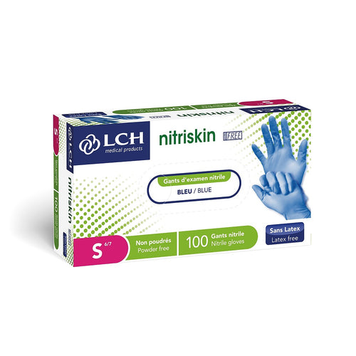 Gants d'examen en nitrile non poudrés Nitriskin LCH - Bleu