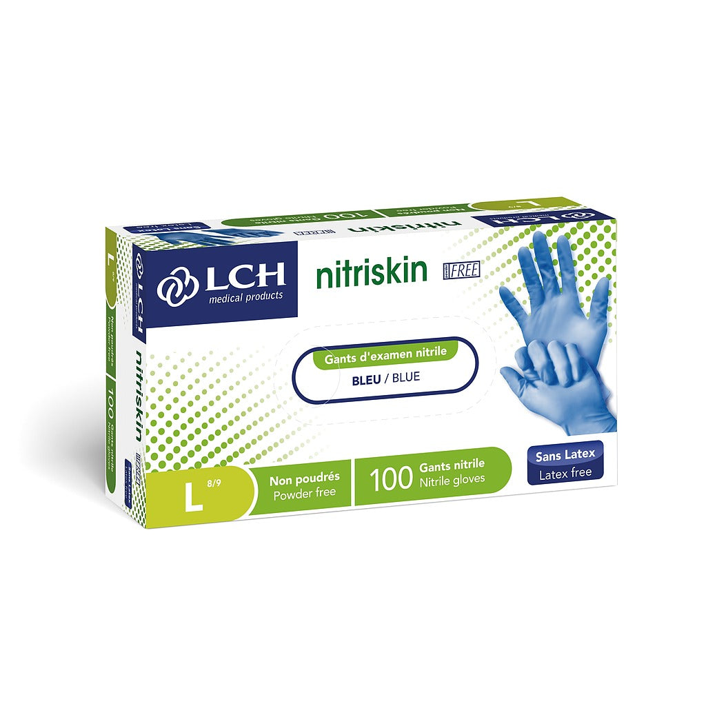 Gants d'examen en nitrile non poudrés Nitriskin LCH - Bleu