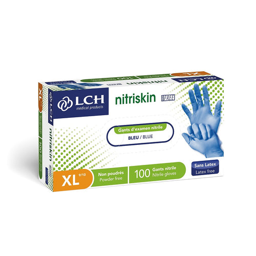 Gants d'examen en nitrile non poudrés Nitriskin LCH - Bleu