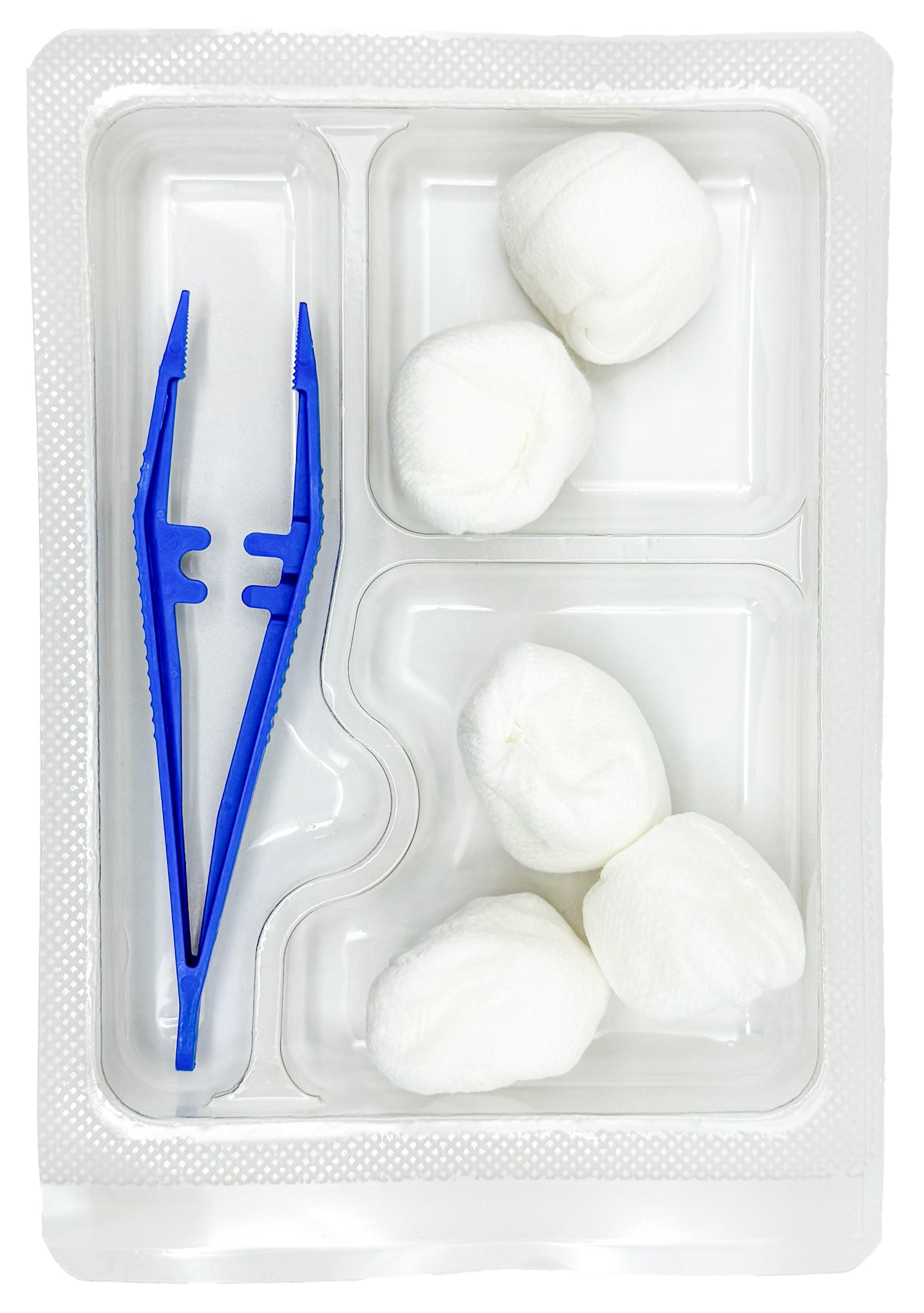Set de pansement avec pince anatomique et boules non tissées - Carton de 5