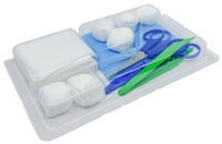 Set de pansement avec pinces, ciseaux et compresses – Carton de 5 sets