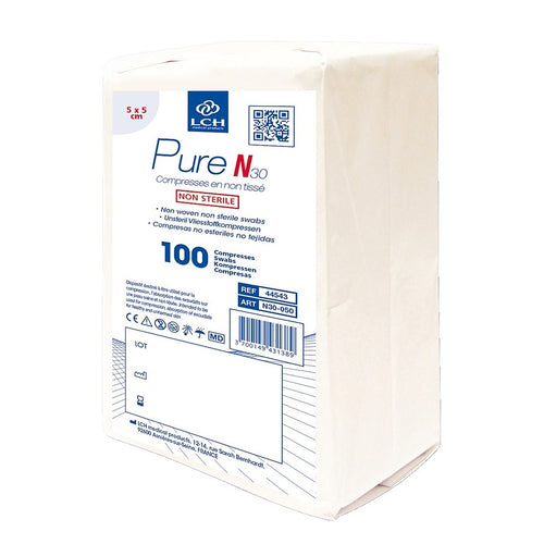 Compresses en non tissés non stériles PURE N30 - LCH - pack de 100 compresses