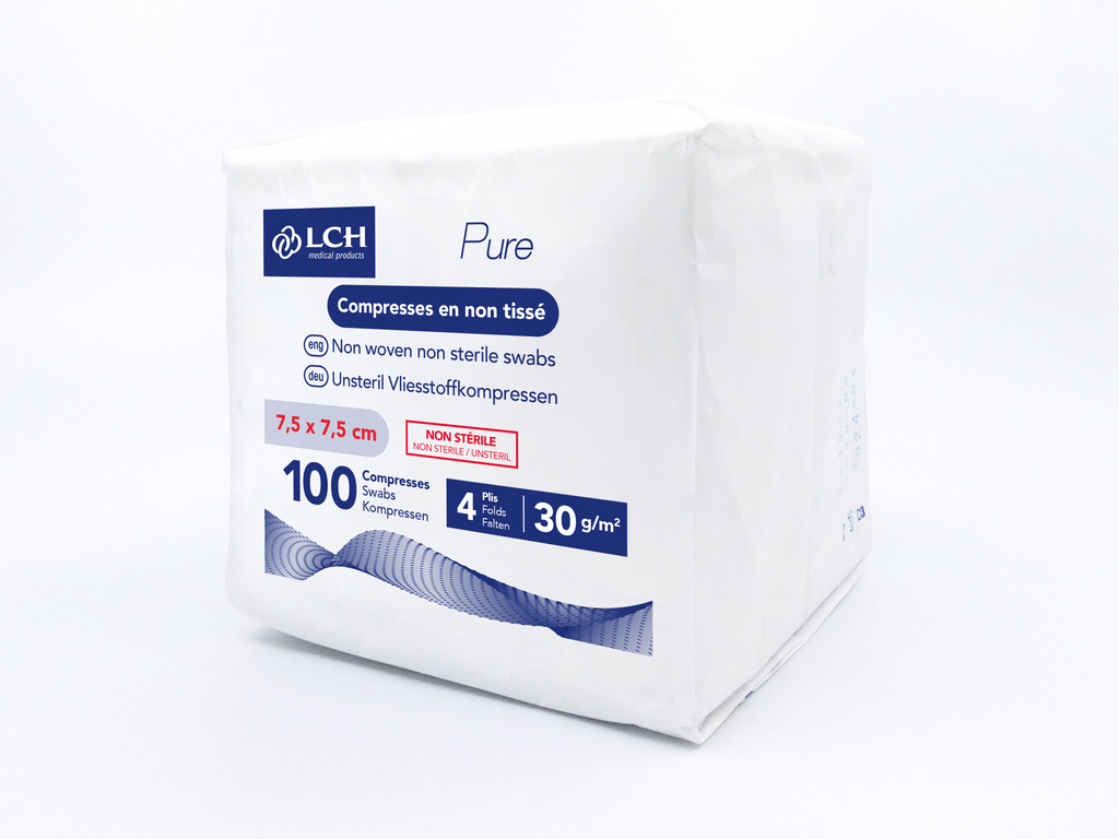 Compresses en non tissés non stériles PURE N30 - LCH - pack de 100 compresses