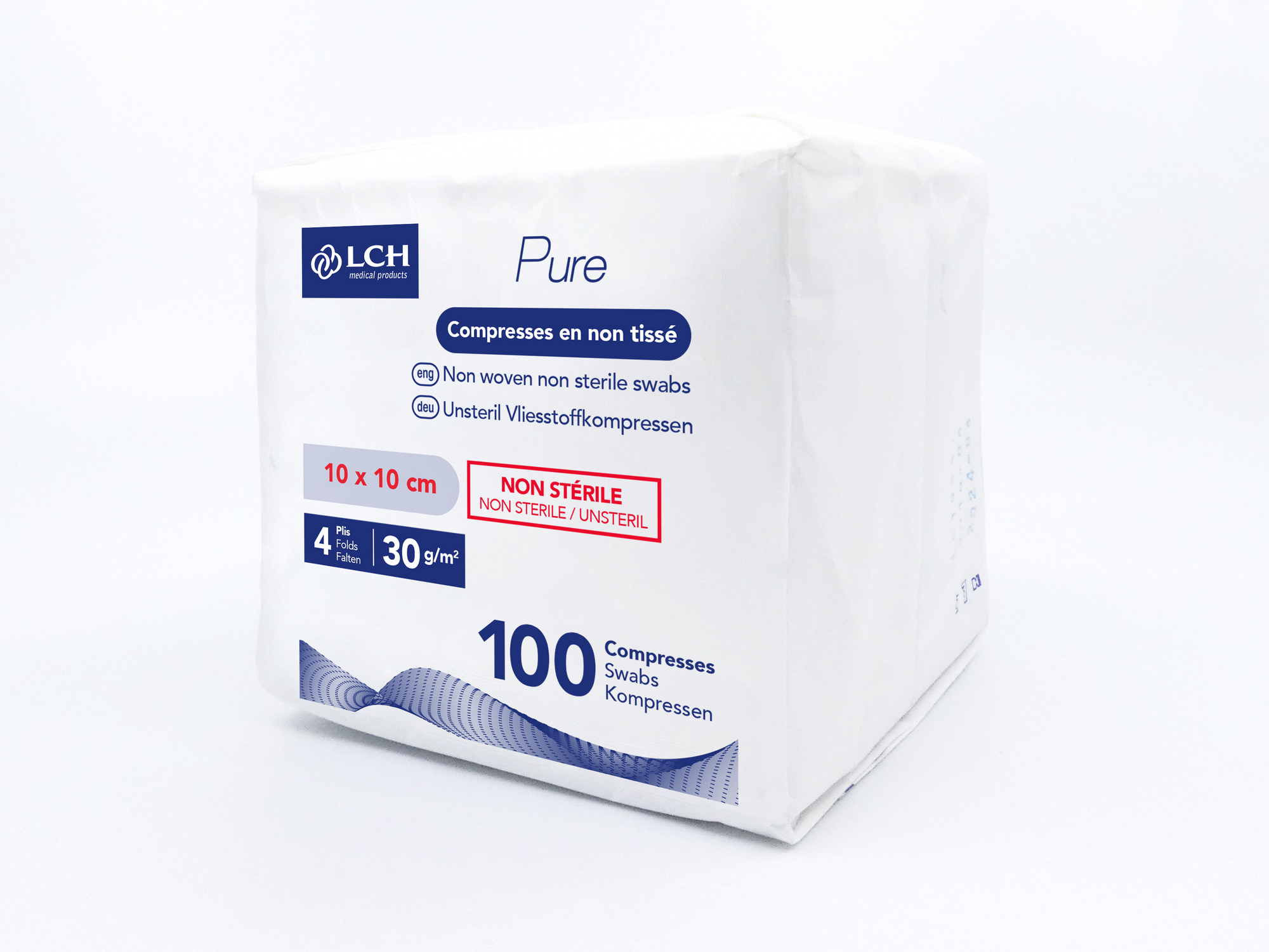Compresses en non tissés non stériles PURE N30 - LCH - pack de 100 compresses