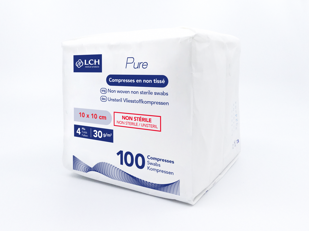 Compresses en non tissés non stériles PURE N30 - LCH - pack de 100 compresses
