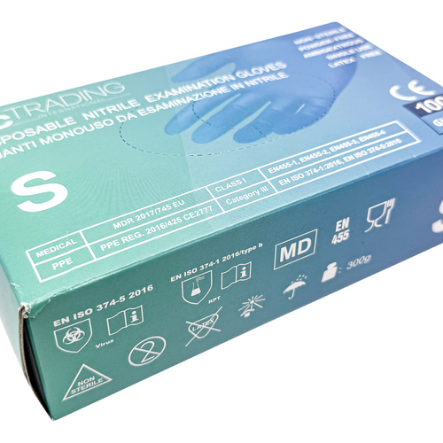 Gants de protection et d'examen en nitrile - Bleu - Boite de 100