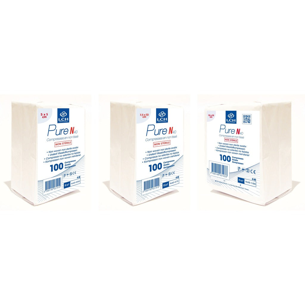 Compresses non tissées non stériles Pure N40 - LCH - pack de 100 compresses