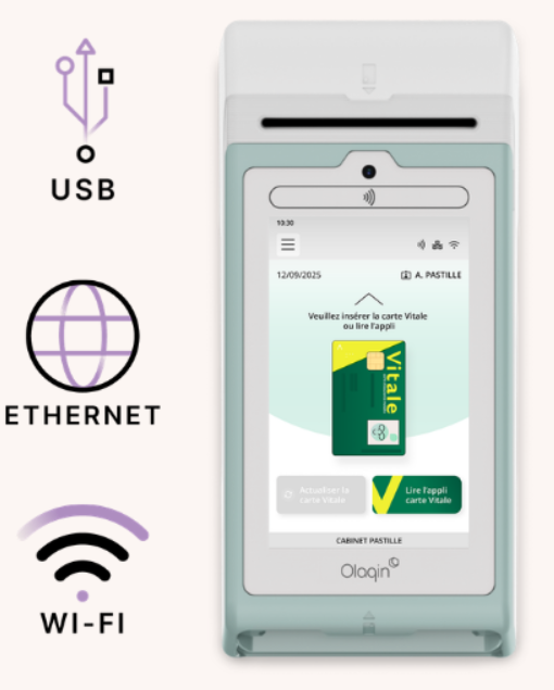 Lecteur de carte vitale PC/SC trifente - Sans contact NFC - QR code PRIUM PRO +