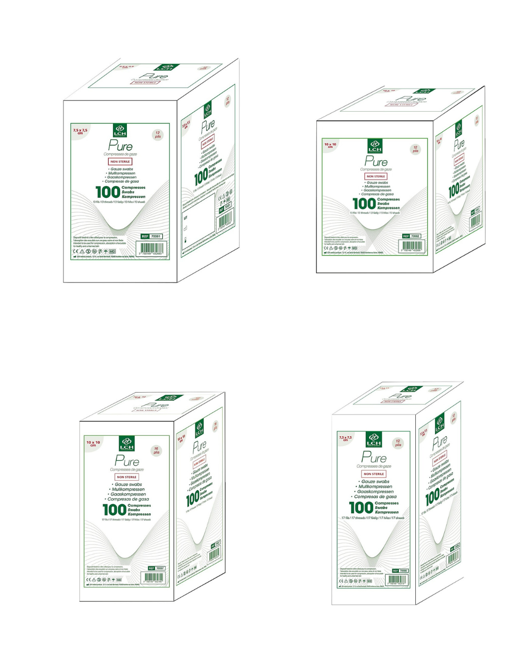 Compresses de gaze non stériles - Sachet de 100 - LCH