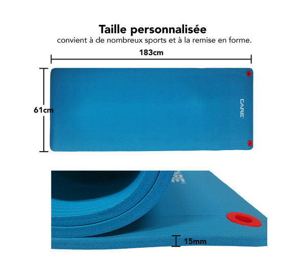 Natte de gym roulée avec œillets - Care