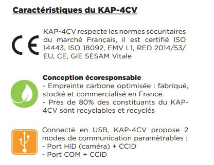 Lecteur de carte vitale PC/SC bifente et sans contact KAP-4CV