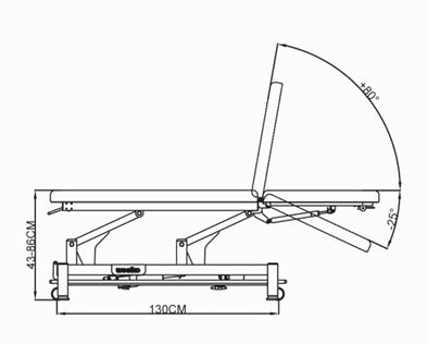 Table de massage électrique 2 plans CORE, proclive - déclive, roues et cadre de commande