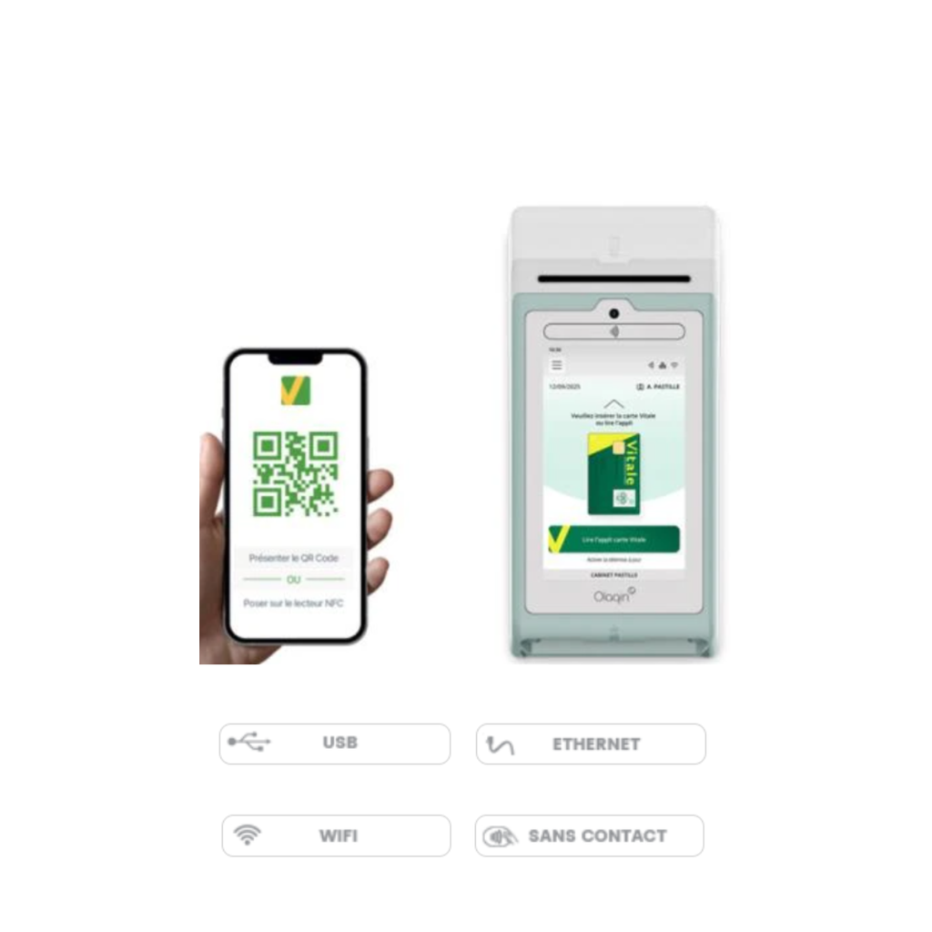 PRIUM PRO + Lecteur de carte vitale PC/SC trifente et Sans contact NFC - QR code